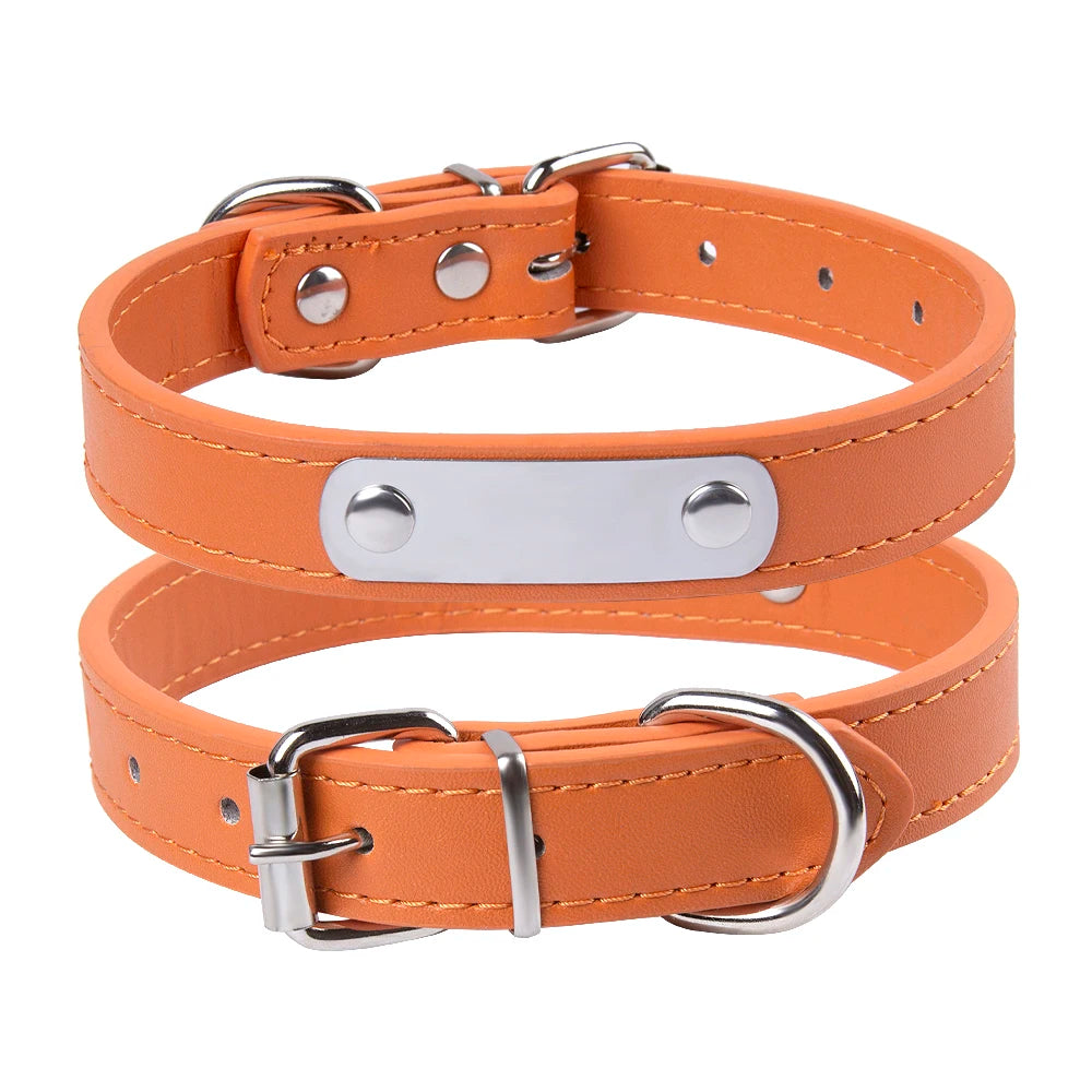 Custom Leather Dog Collar Leash Personalized Pet Collars and Leash Set Durable Leather Collar Lead for Small Medium Large Dogs