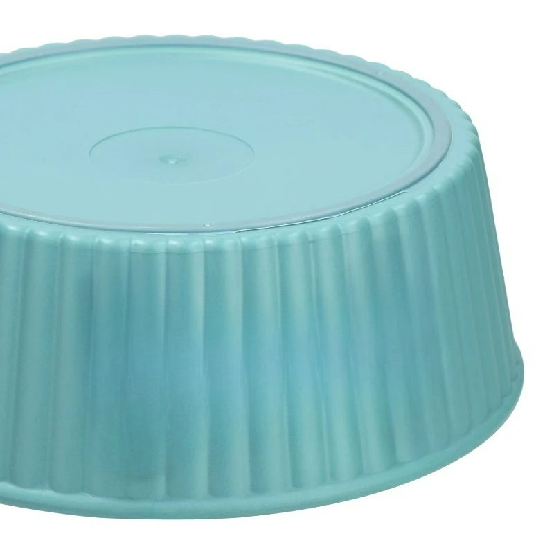 3.6-Cup Woof Pet Bowl, Teal，Measures 6.3 in L x 6.3 in W x 2.4 in H.