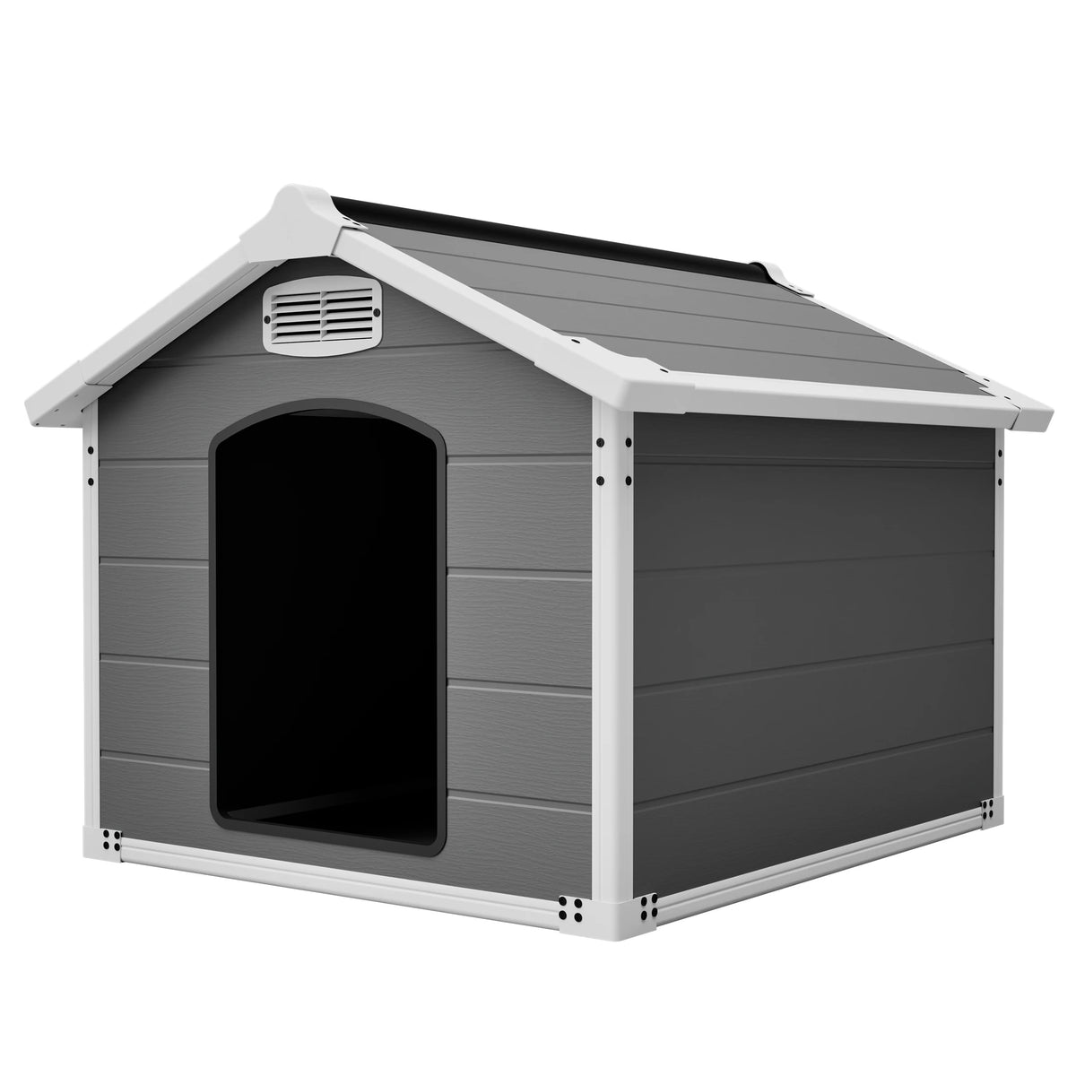 50.5 inch Heavy Duty Large Dog House PP Board Waterproof UV Scratch Resistant Front Rear Vents Easy Clean Indoor Outdoor