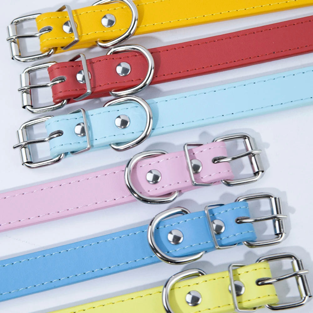 Custom Leather Dog Collar Leash Personalized Pet Collars and Leash Set Durable Leather Collar Lead for Small Medium Large Dogs
