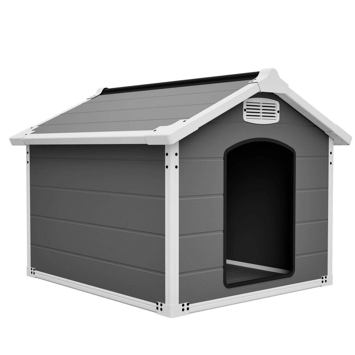 50.5 inch Heavy Duty Large Dog House PP Board Waterproof UV Scratch Resistant Front Rear Vents Easy Clean Indoor Outdoor