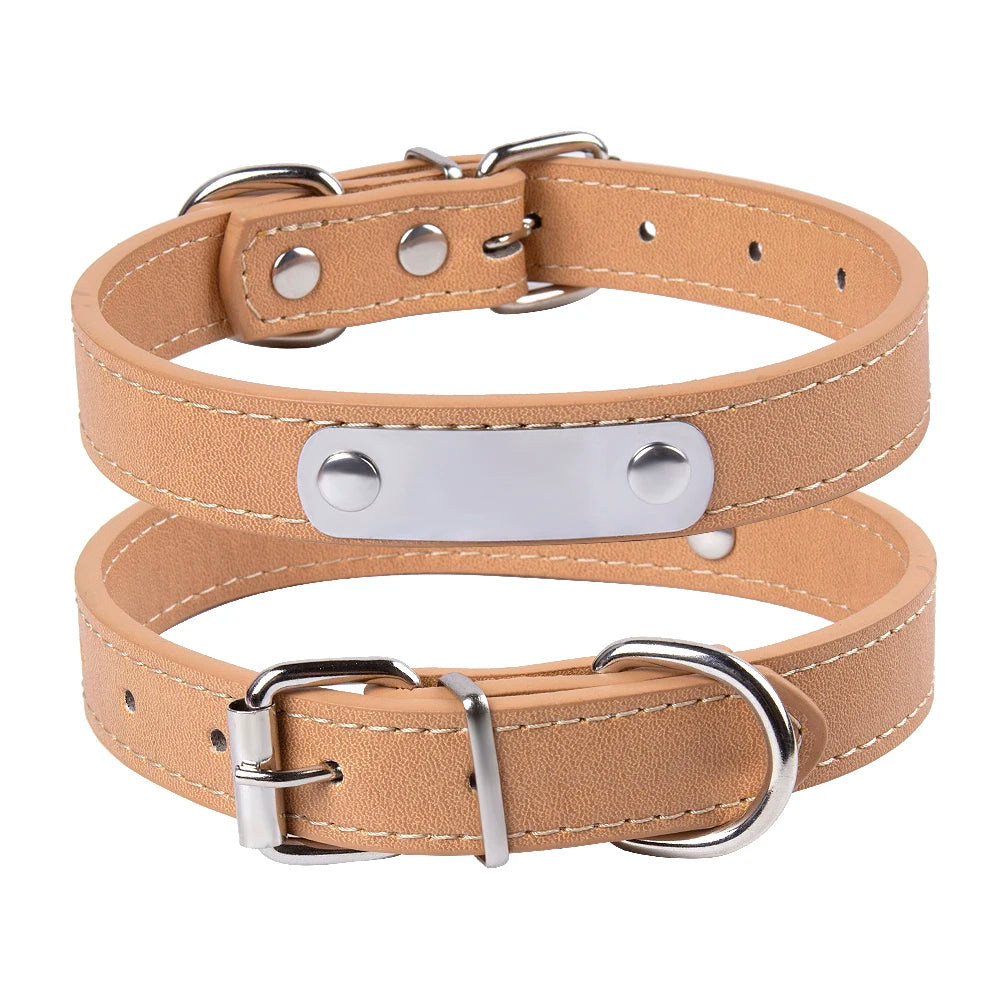 Custom Leather Dog Collar Leash Personalized Pet Collars and Leash Set Durable Leather Collar Lead for Small Medium Large Dogs