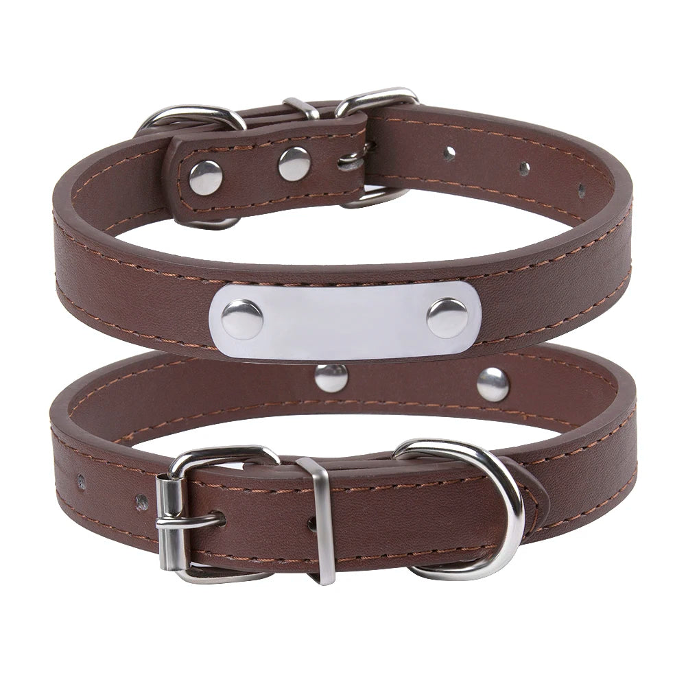 Custom Leather Dog Collar Leash Personalized Pet Collars and Leash Set Durable Leather Collar Lead for Small Medium Large Dogs